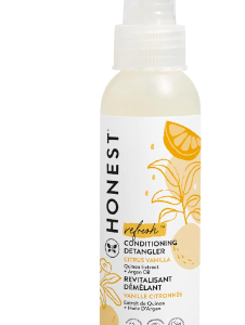 The Honest Company  Espray acondicionador desenredante, naranja dulce con aroma a vainilla | Acondicionador ligero sin enjuague y espray fortificante